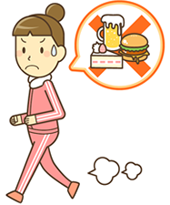 運動・食事制限でダイエットする女性